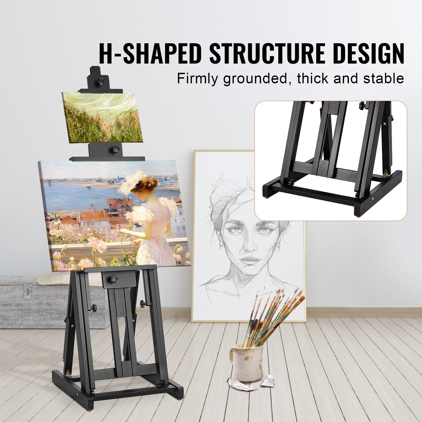 Studijinis molbertas VEVOR W14, iki 195 cm drobėms