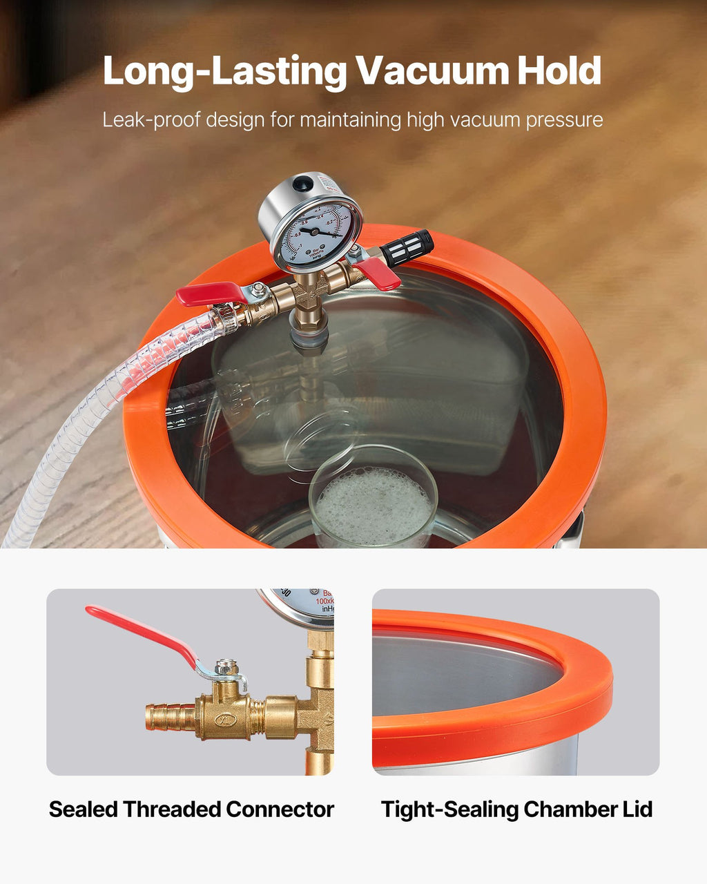 Vakuuminė kamera su siurbliu VEVOR VP125, 11,36 l