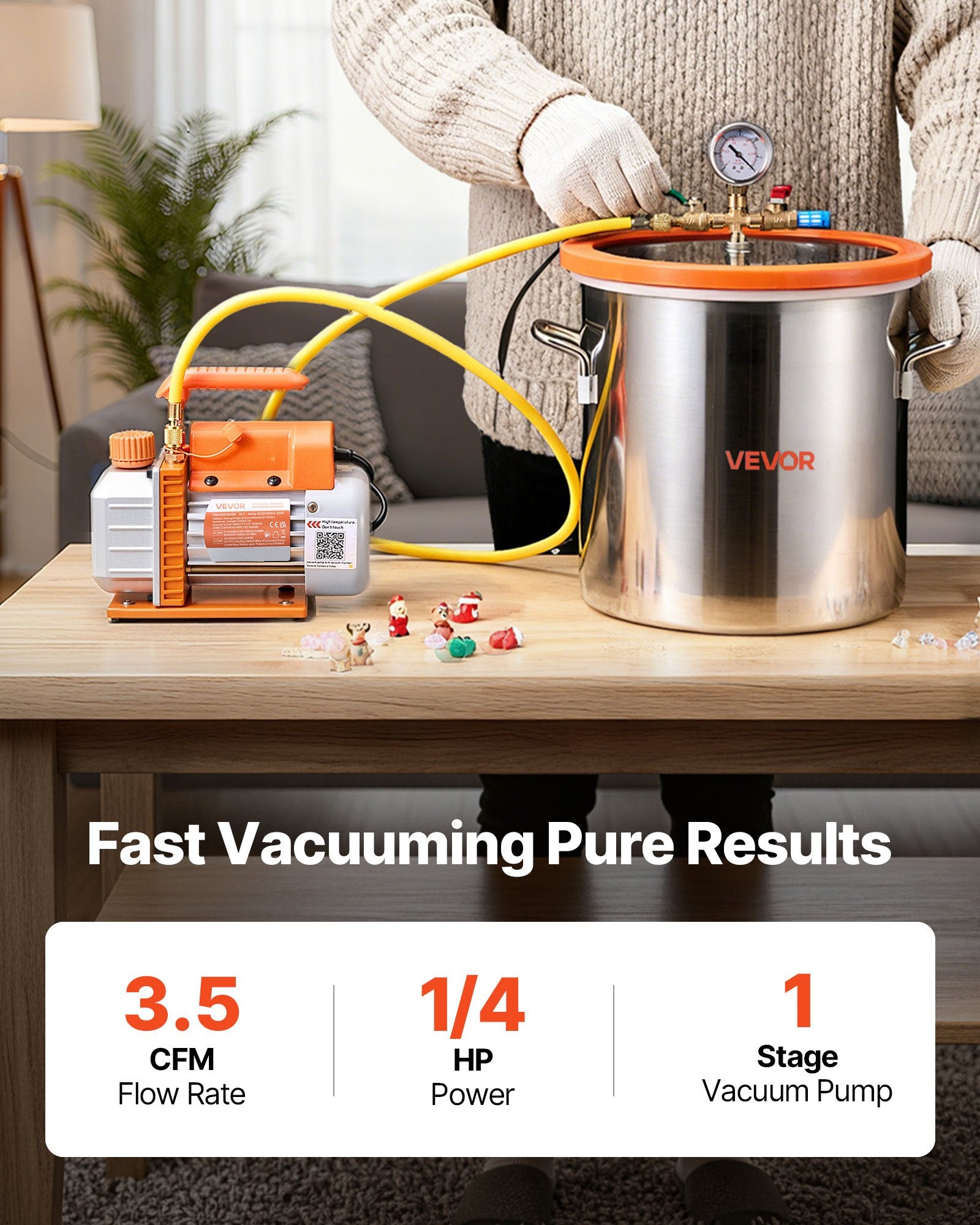 Vakuuminė kamera su siurbliu VEVOR RS-1, 18,93 l