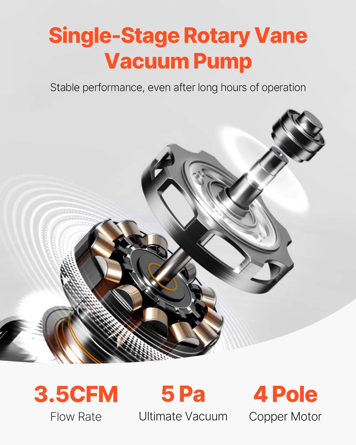 Vakuuminis siurblys ir manometrų rinkinys VEVOR VP125, 3,5 CFM