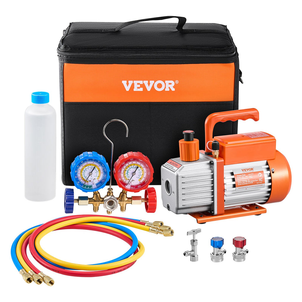 Vakuuminis siurblys ir manometrų rinkinys VEVOR VP125, 3,5 CFM