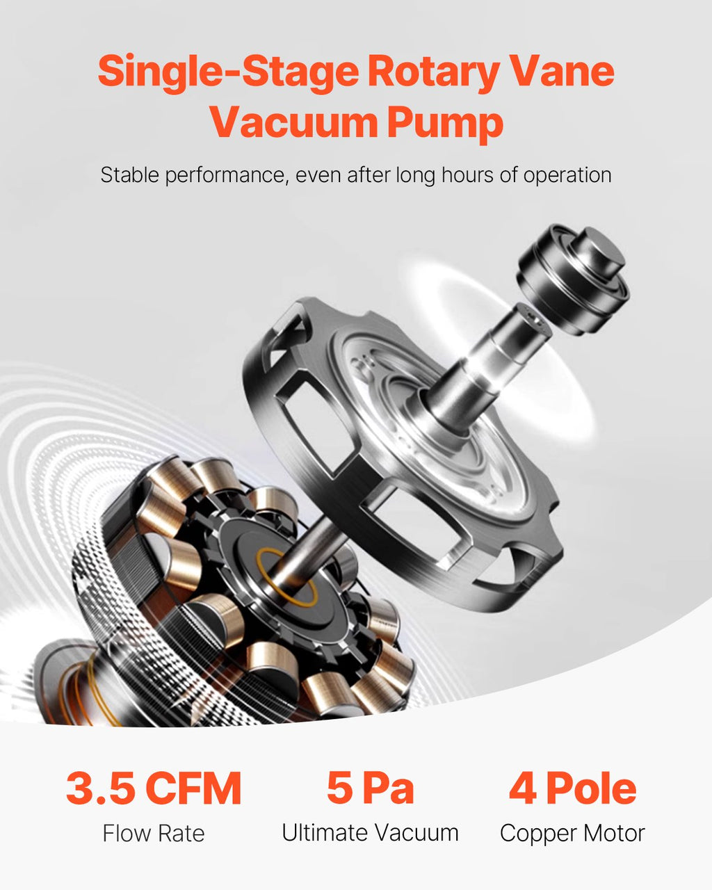 Vakuuminio siurblio ir manometrų rinkinys VEVOR VP125, 217 l/min