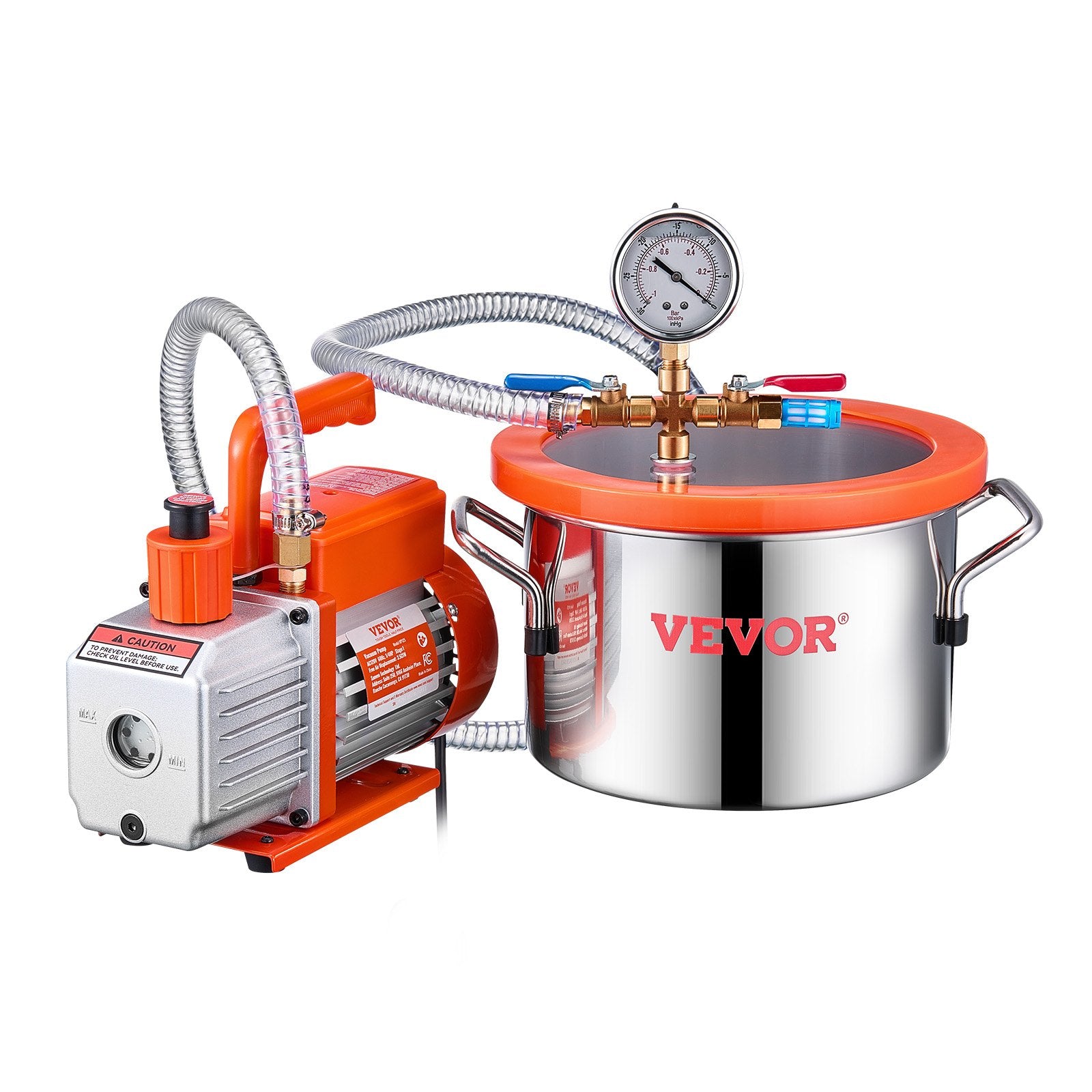Vakuuminė kamera su siurbliu VEVOR VP125, 5,7 l talpa
