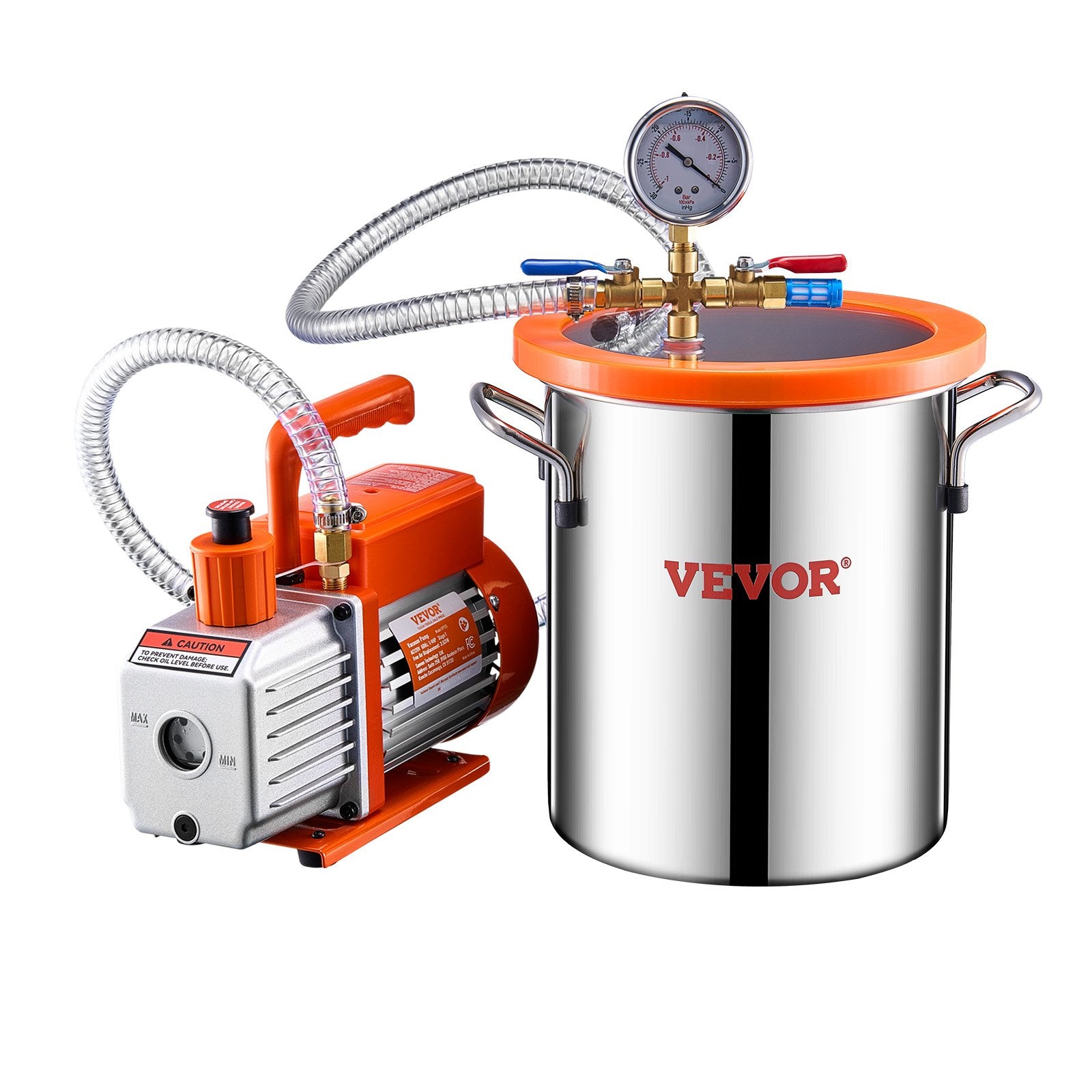 Vakuuminė kamera su siurbliu VEVOR VP125, 11 l, 100 l/min