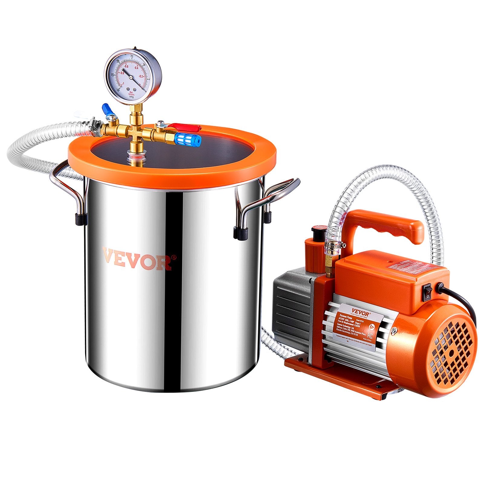 Vakuuminė kamera su siurbliu VEVOR VP125, 11 l, 100 l/min