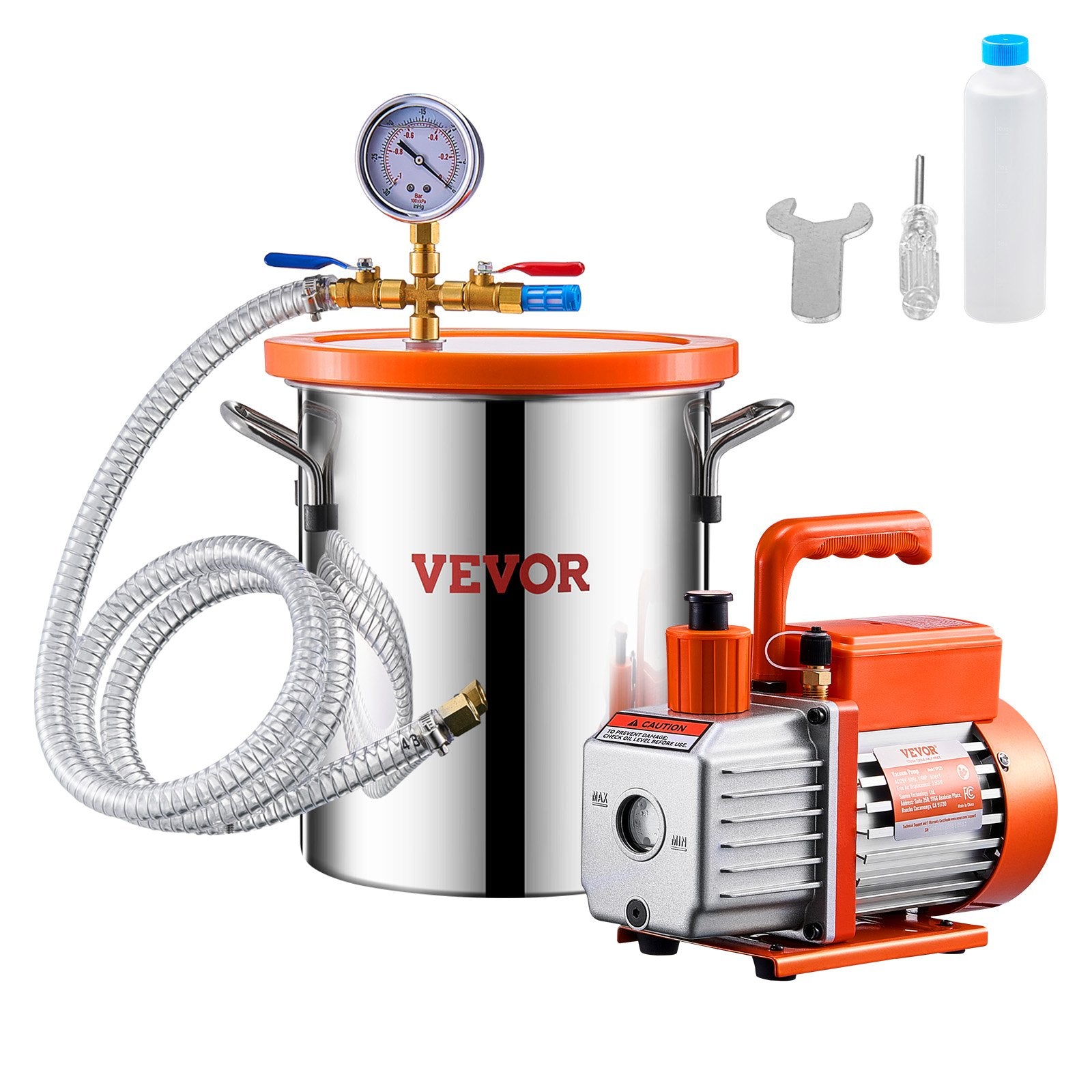 Vakuuminė kamera su siurbliu VEVOR VP125, 11 l, 100 l/min