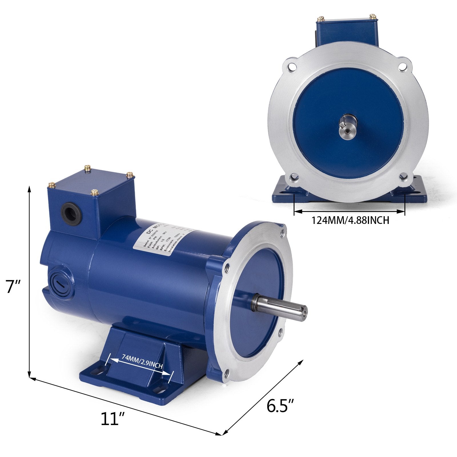 Nuolatinės srovės variklis VEVOR 56C, 1/2 HP, 1750 RPM