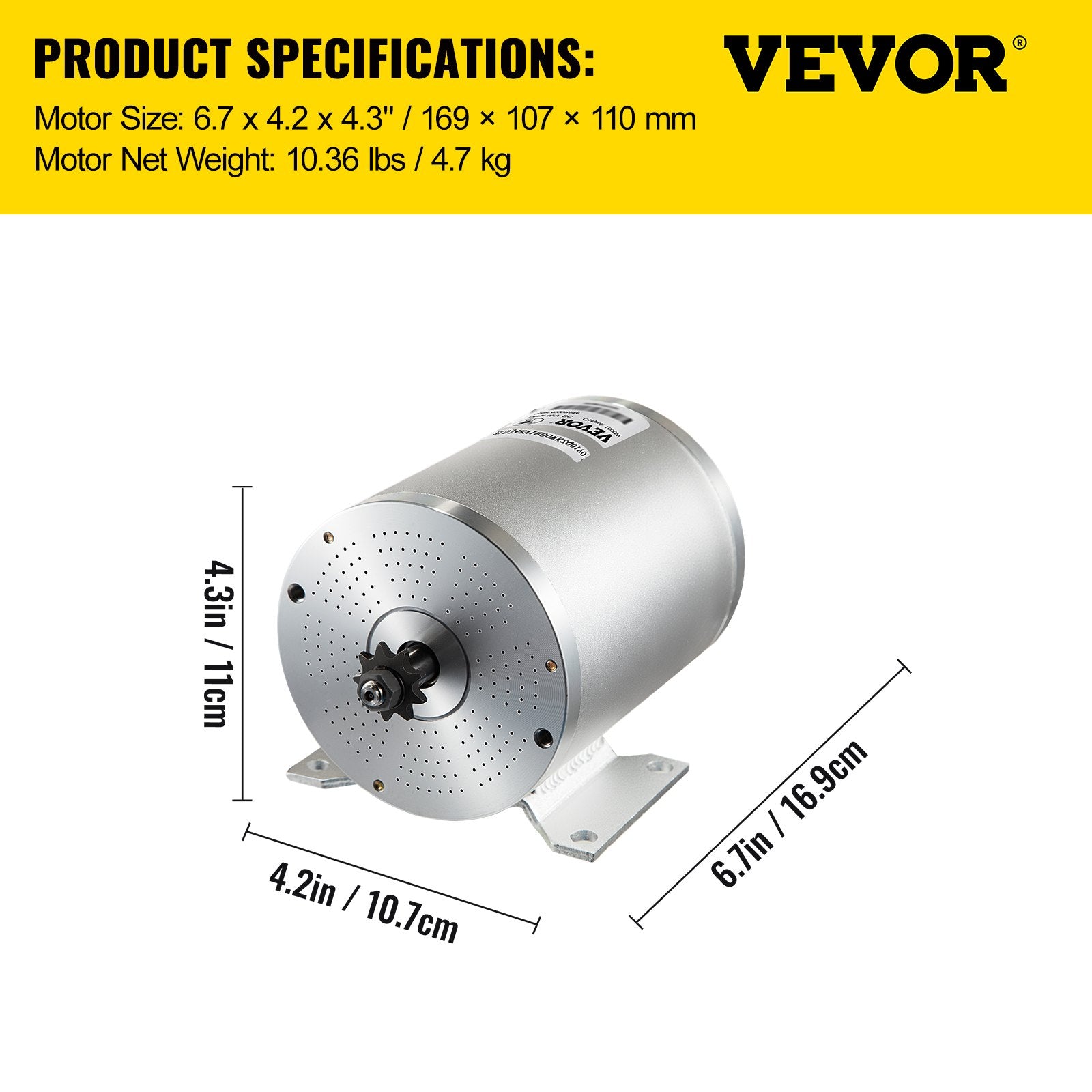 Bešepetėlinis nuolatinės srovės variklio komplektas VEVOR 2000W 48V, 4300 RPM