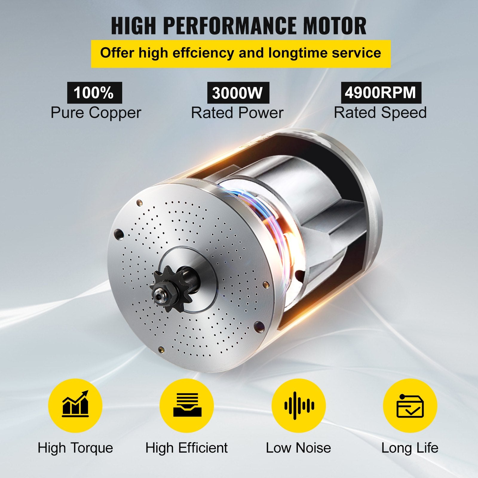 Bešepetėlinis variklis VEVOR 72V 3000W, 4900 RPM