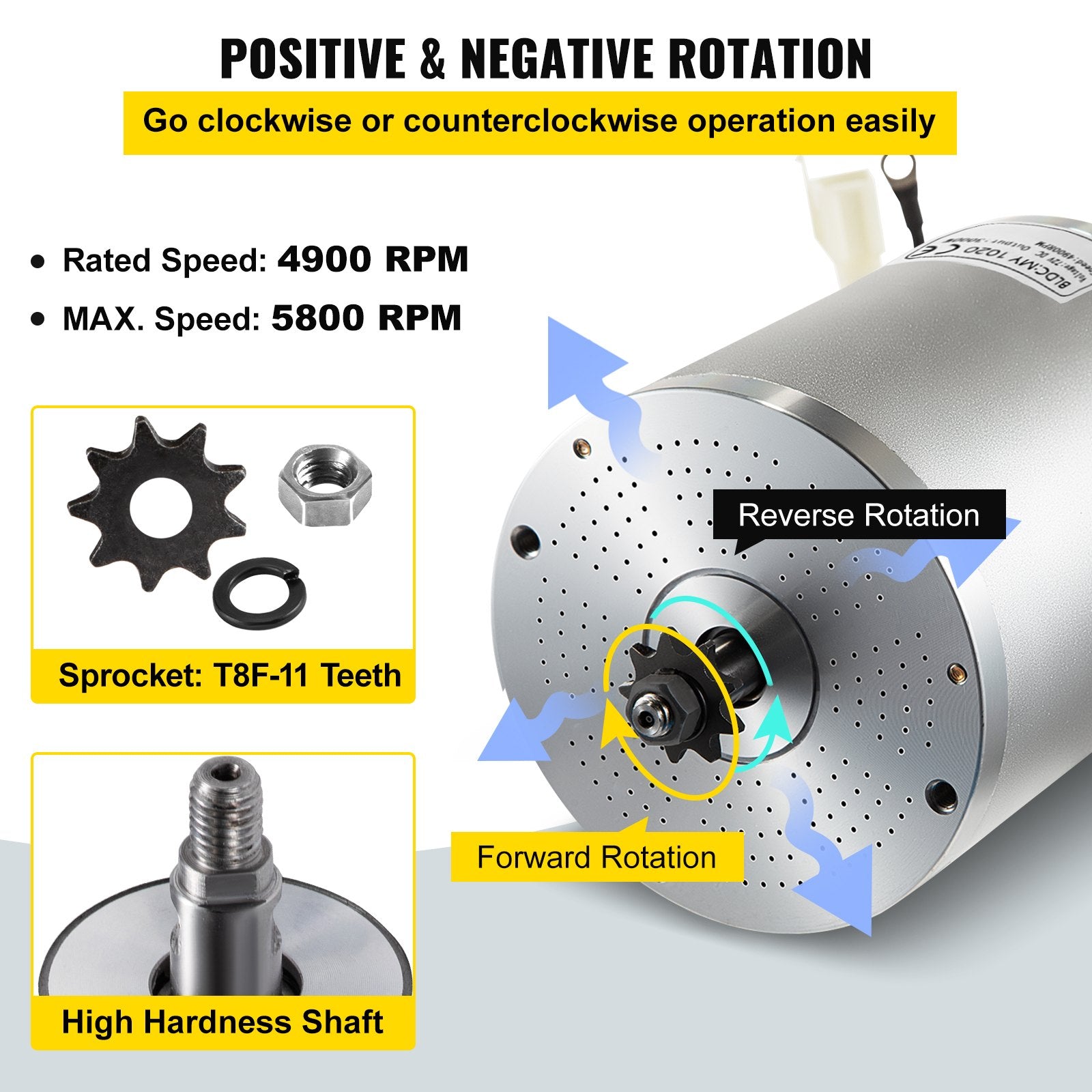 Bešepetėlinis variklis VEVOR 72V 3000W, 4900 RPM