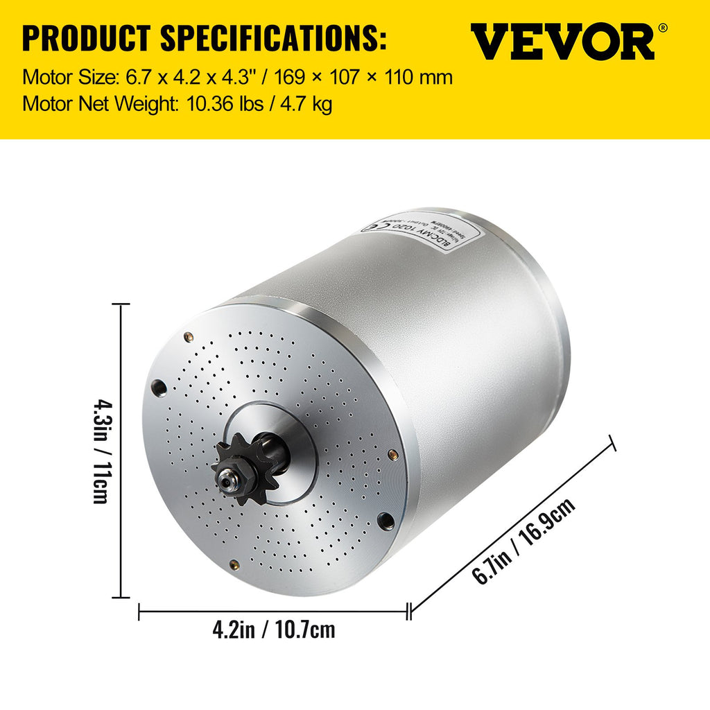 Bešepetėlinis variklis VEVOR 72V 3000W, 4900 RPM
