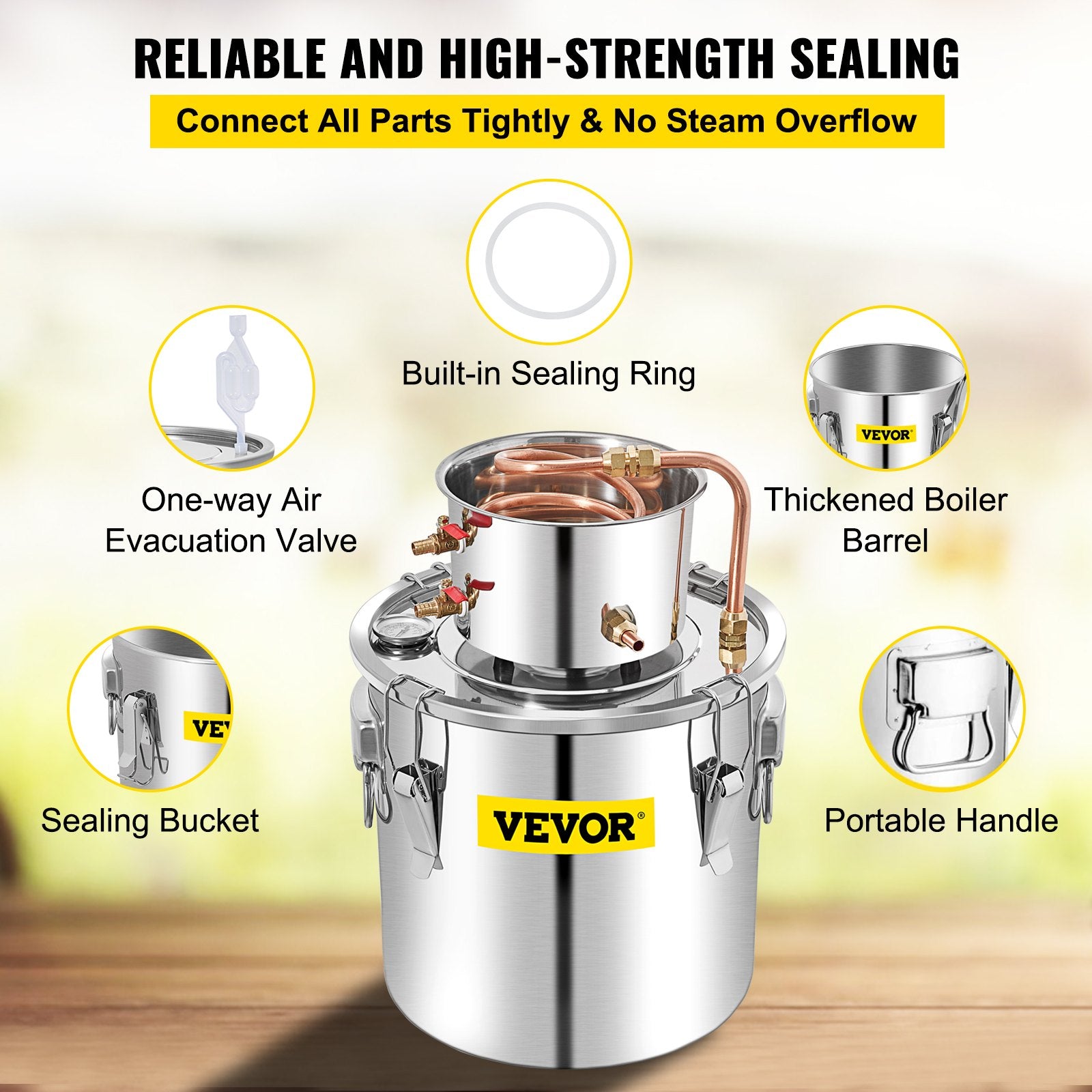 Alkoholio distiliavimo aparatas VEVOR VV-AD-50L, 50 l