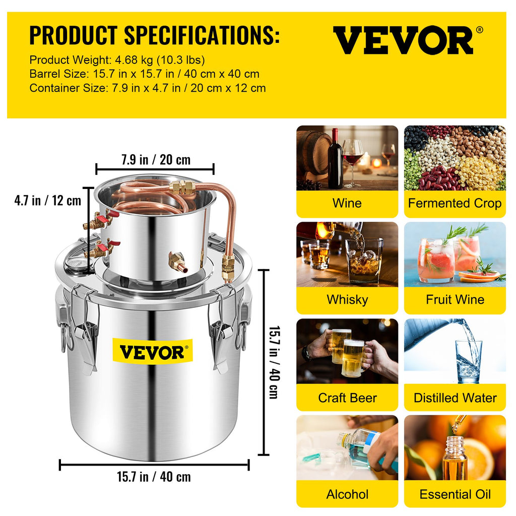 Alkoholio distiliavimo aparatas VEVOR VV-AD-50L, 50 l
