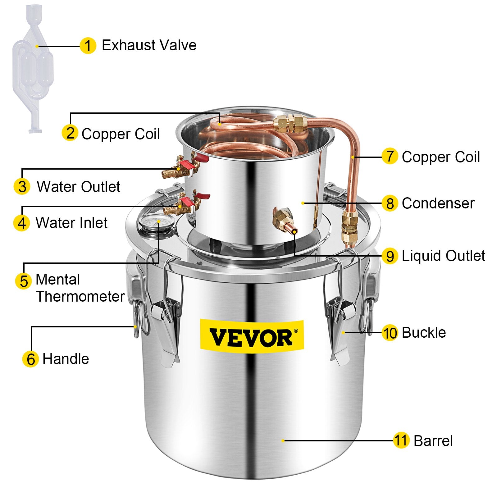 Alkoholio distiliavimo aparatas VEVOR VV-AD-50L, 50 l