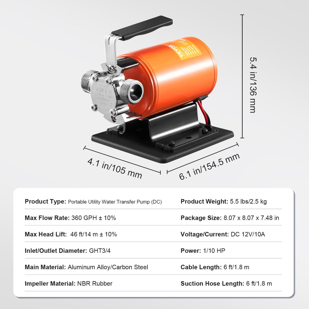 Vandens perpylimo siurblys VEVOR PDS-30, 12V 23 l/min