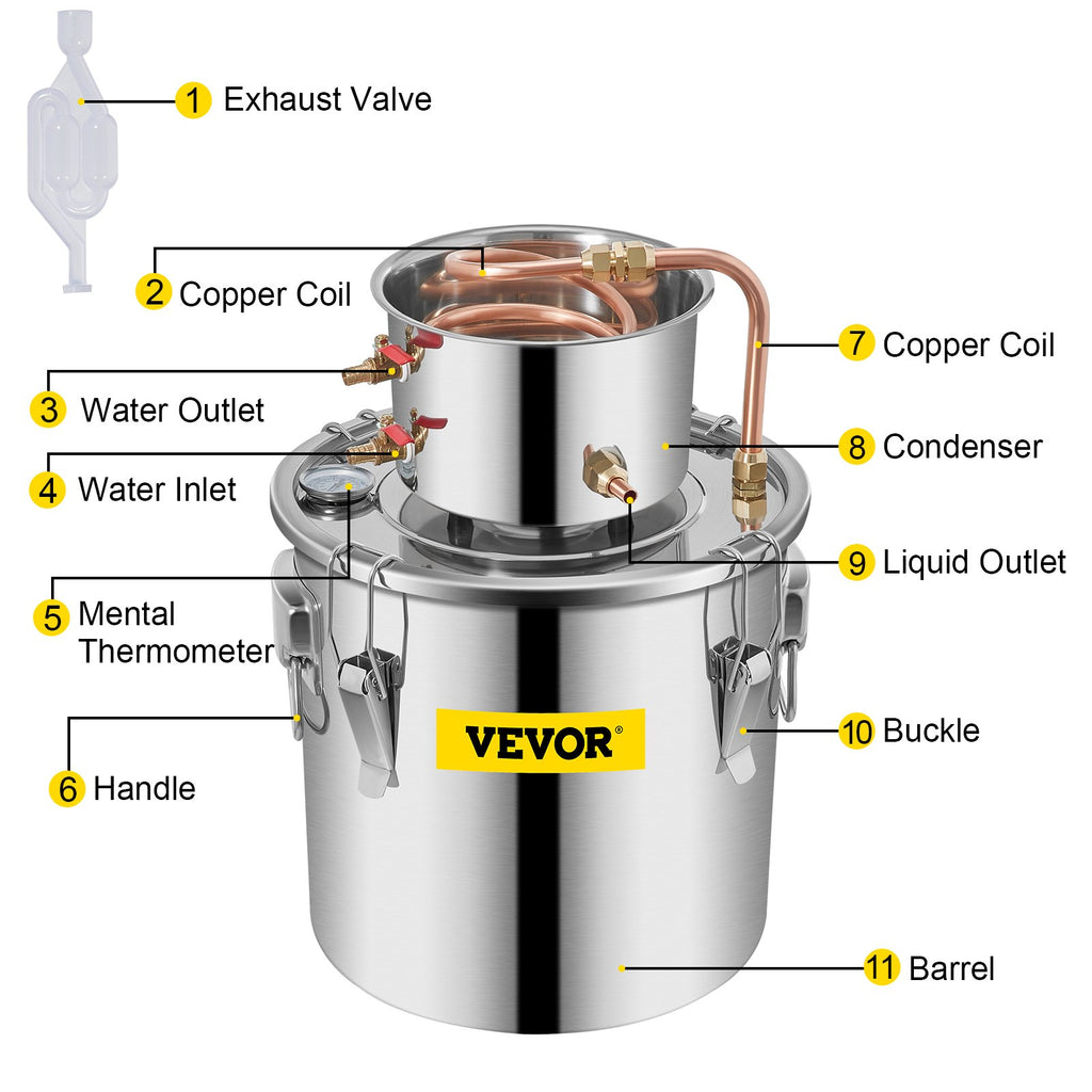 Distiliavimo aparatas VEVOR, 12,5 l talpa