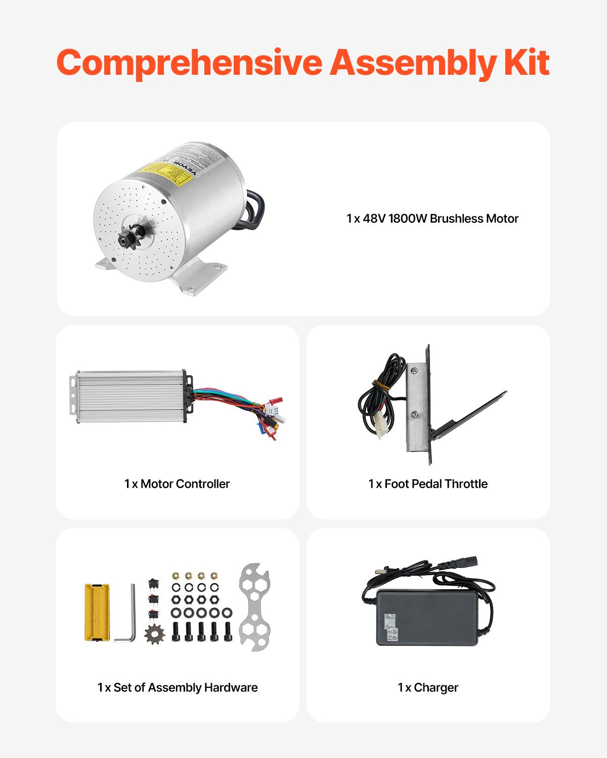 Elektrinio variklio komplektas VEVOR JZ48V1800W, 1800W, 48V