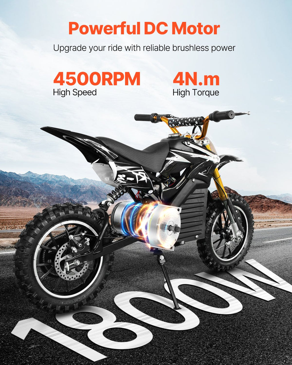 Elektrinis bešepetėlis variklis VEVOR JZ48V1800W, 1800W