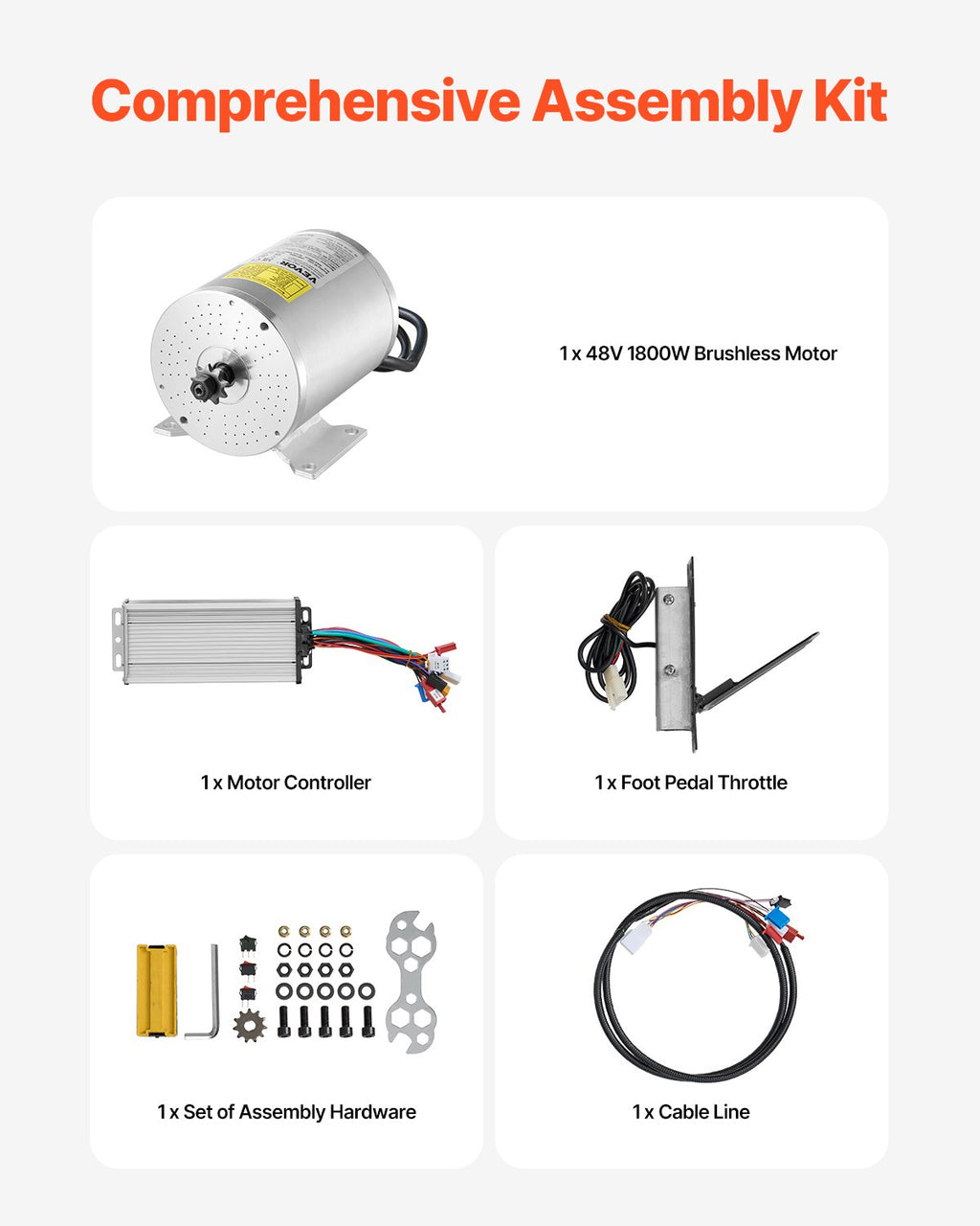 Elektrinis bešepetėlis variklis VEVOR JZ48V1800W, 1800W