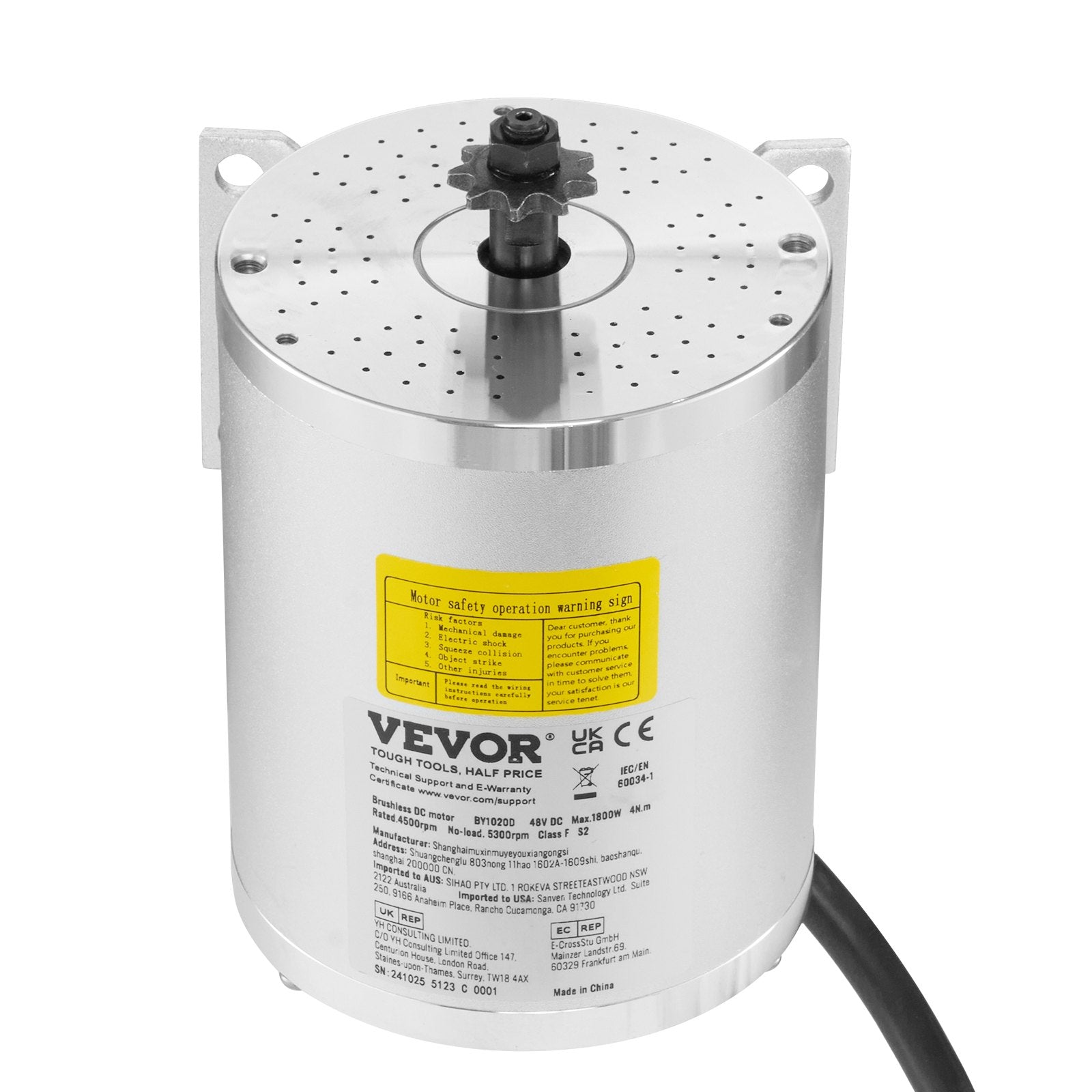Elektrinio variklio komplektas VEVOR BY1020D, 1800W