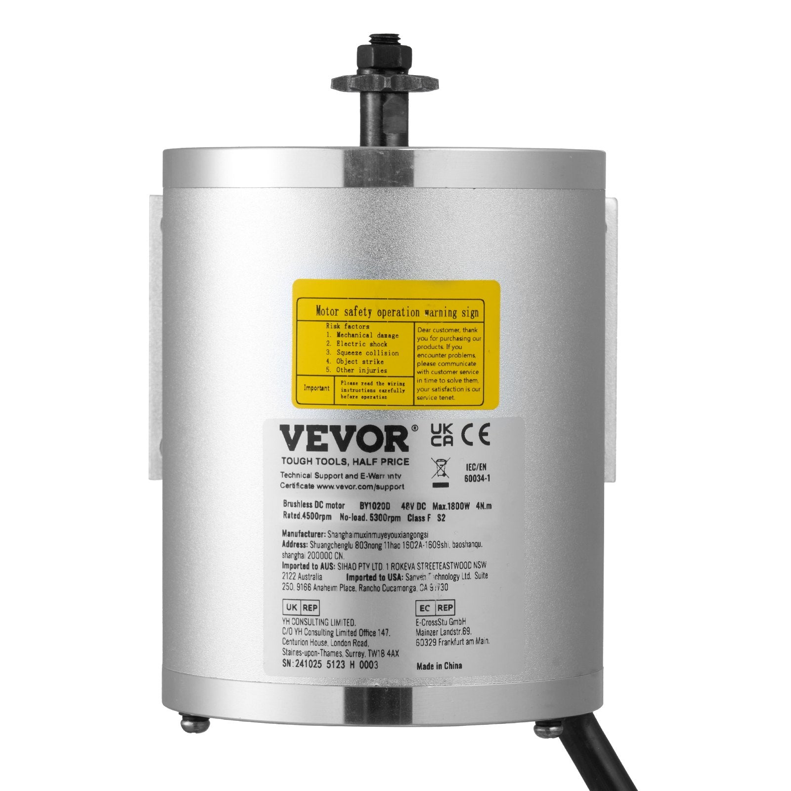 Elektrinis bešepetėlis variklis VEVOR BY1020D, 1800W