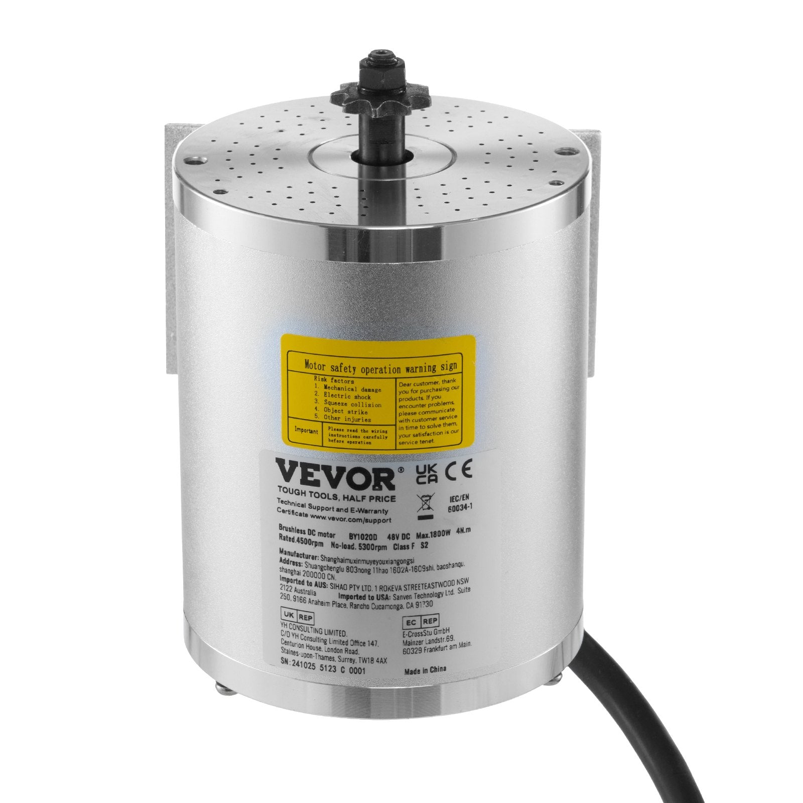 Elektrinis bešepetėlis variklis VEVOR BY1020D, 1800W