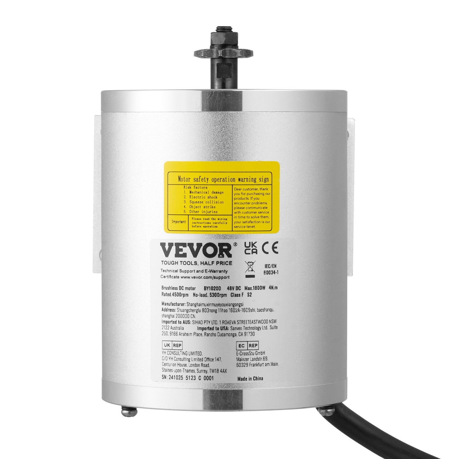 Elektrinis bešepetėlis variklio komplektas VEVOR BY1020D, 1800W