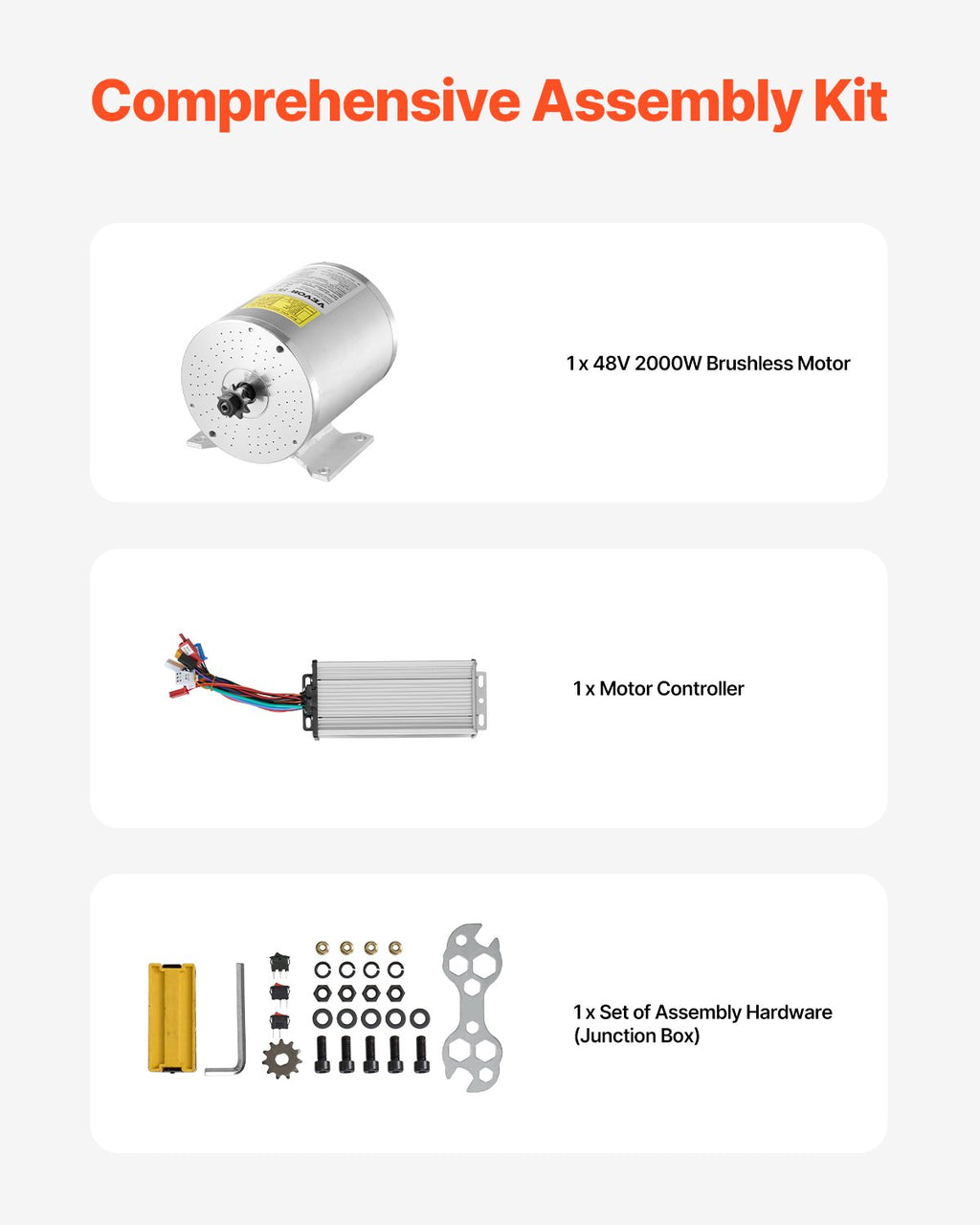 Elektrinis bešepetėlis variklis VEVOR JZ48V2000W, 2000W