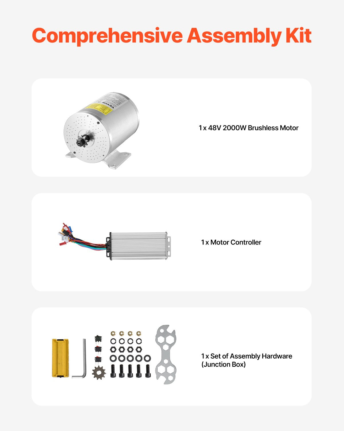 Elektrinis bešepetėlis variklis VEVOR JZ48V2000W, 2000W