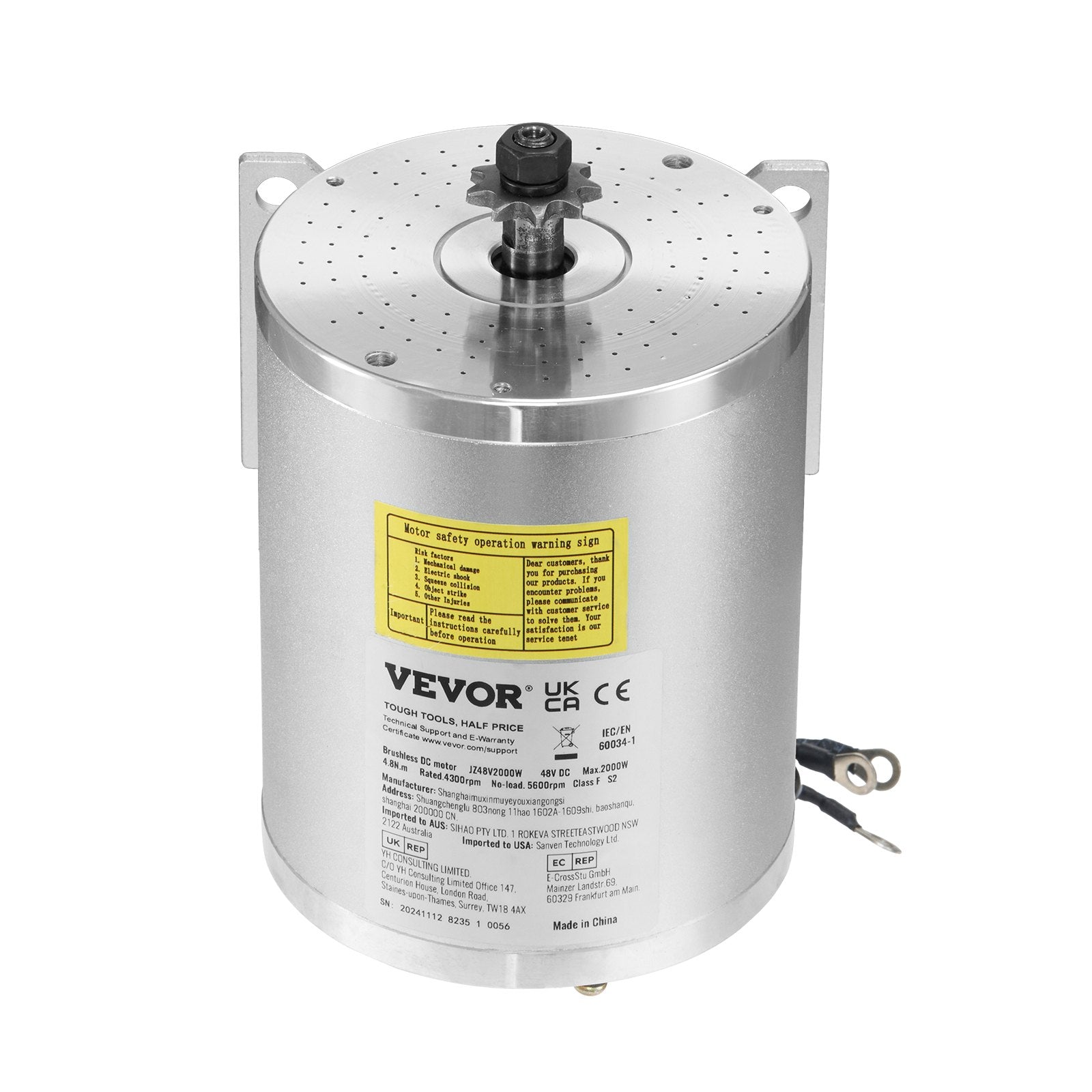 Elektrinis bešepetėlis variklis VEVOR JZ48V2000W, 2000W