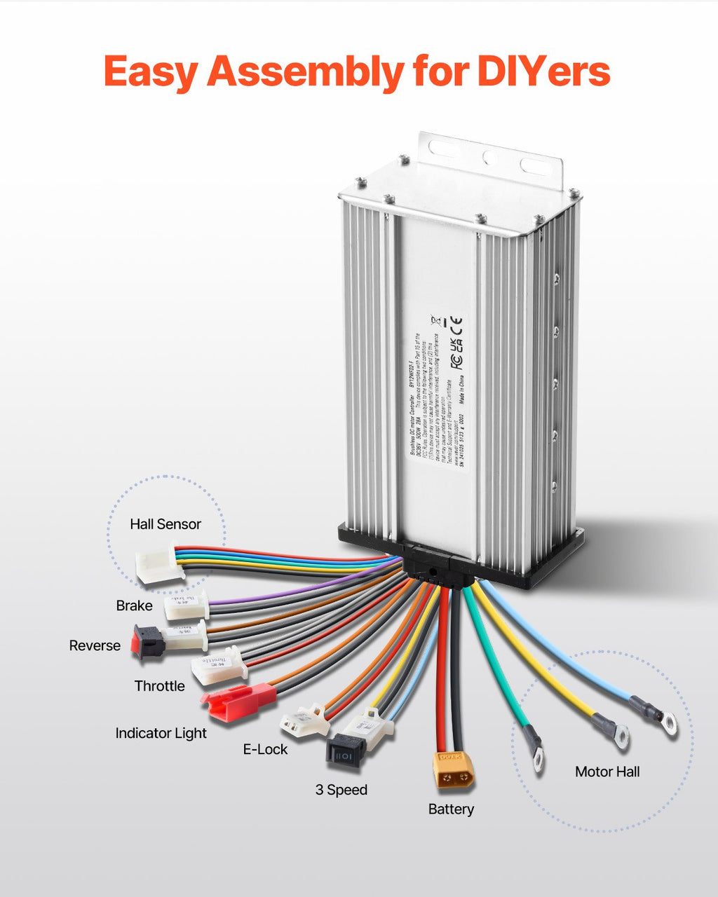 Elektrinio variklio komplektas VEVOR BY1020D, 2000W, 60V