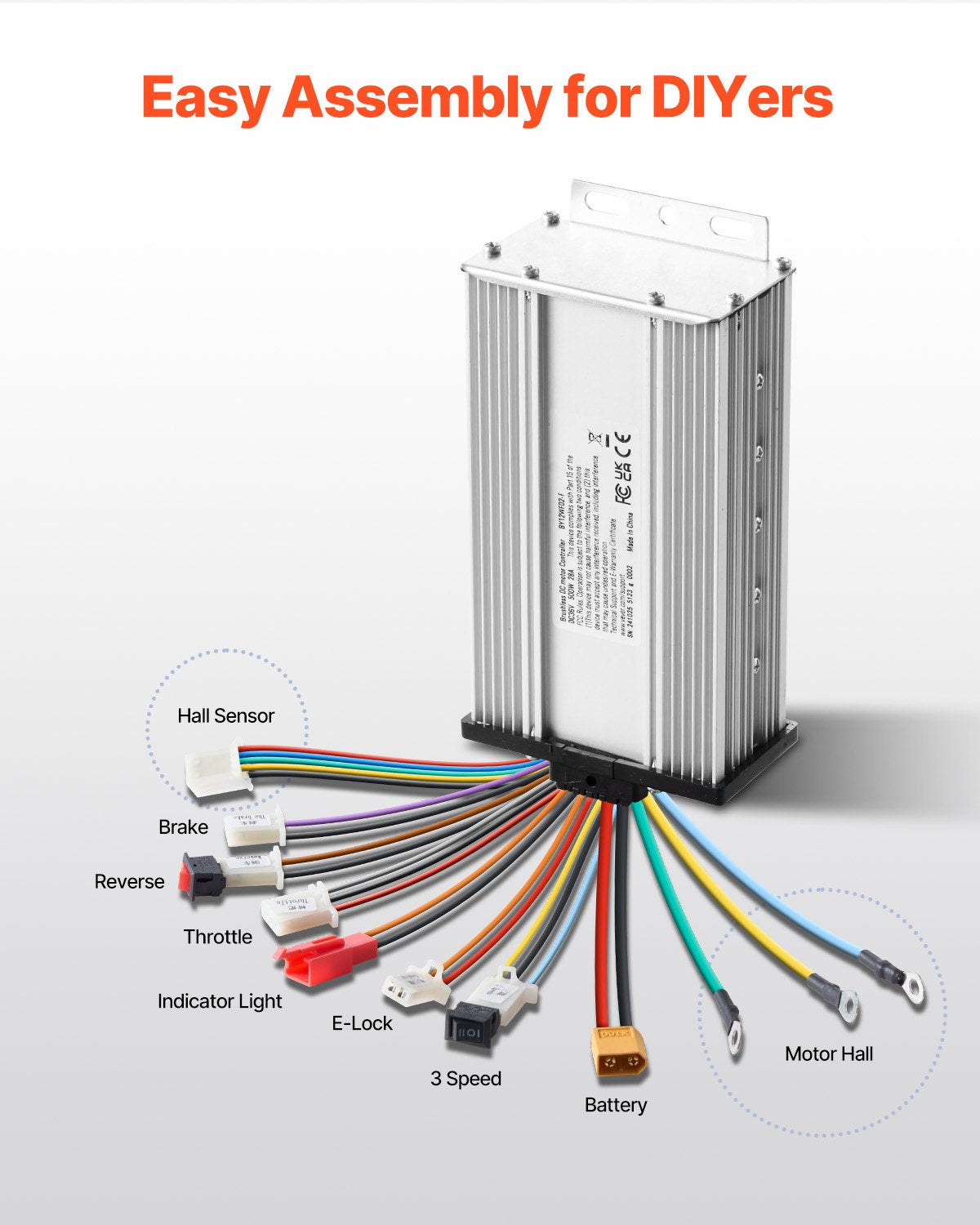 Elektrinio variklio komplektas VEVOR BY1020D, 2000W, 60V