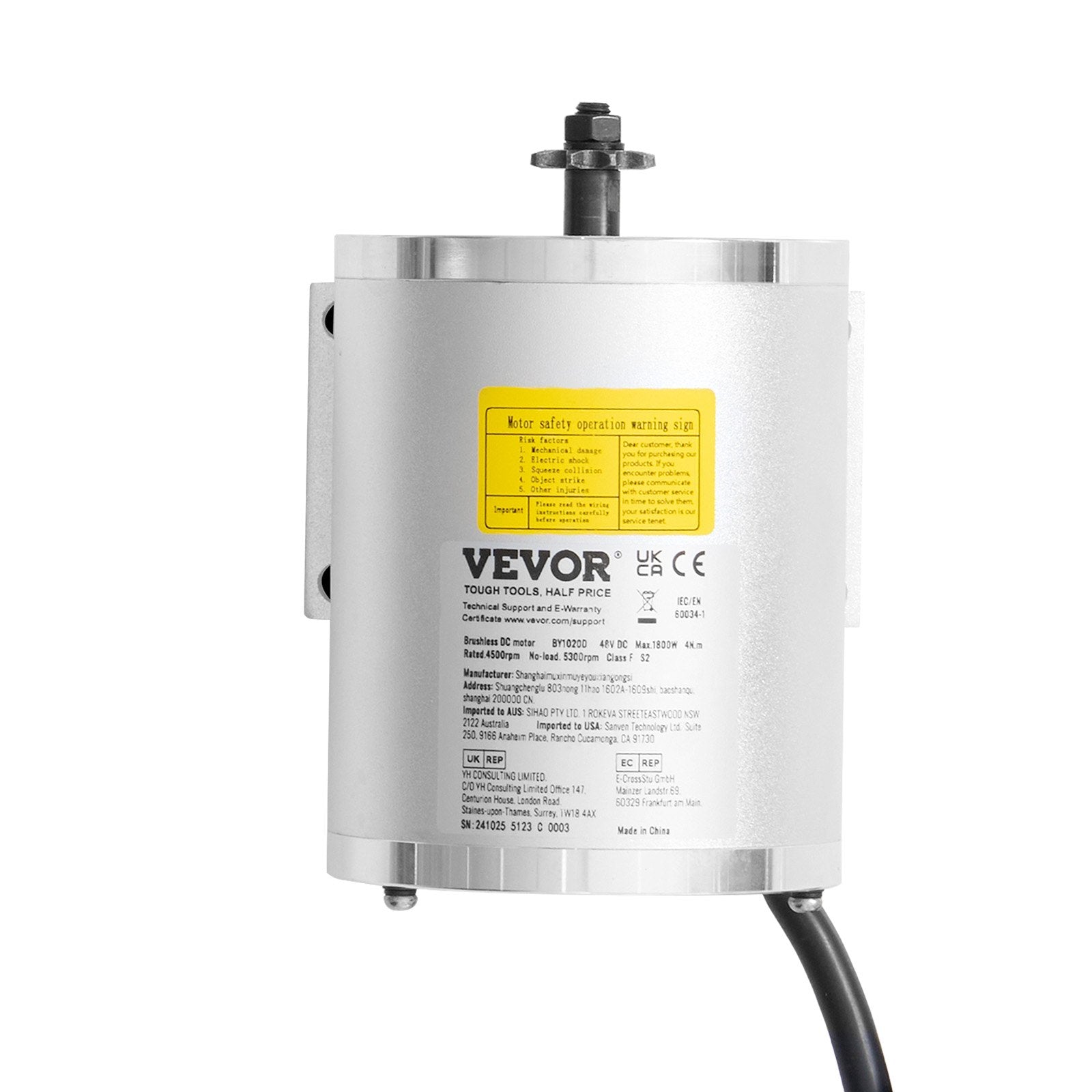 Elektrinio variklio komplektas VEVOR BY1020D, 2000W, 60V