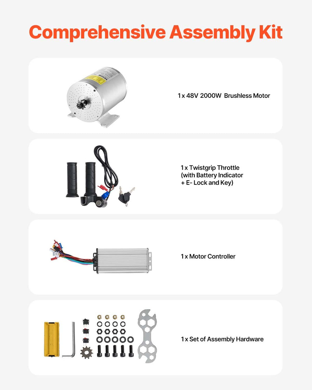 Elektrinio variklio komplektas VEVOR JZ48V2000W, 2000W