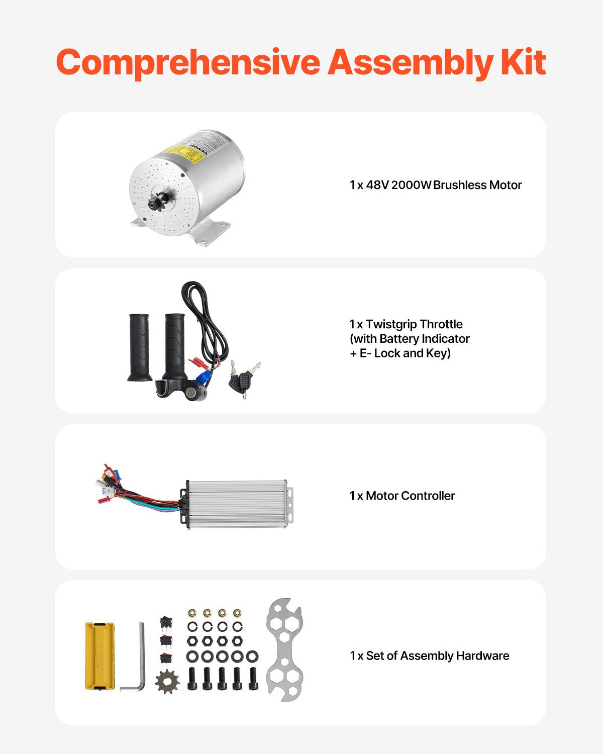 Elektrinio variklio komplektas VEVOR JZ48V2000W, 2000W