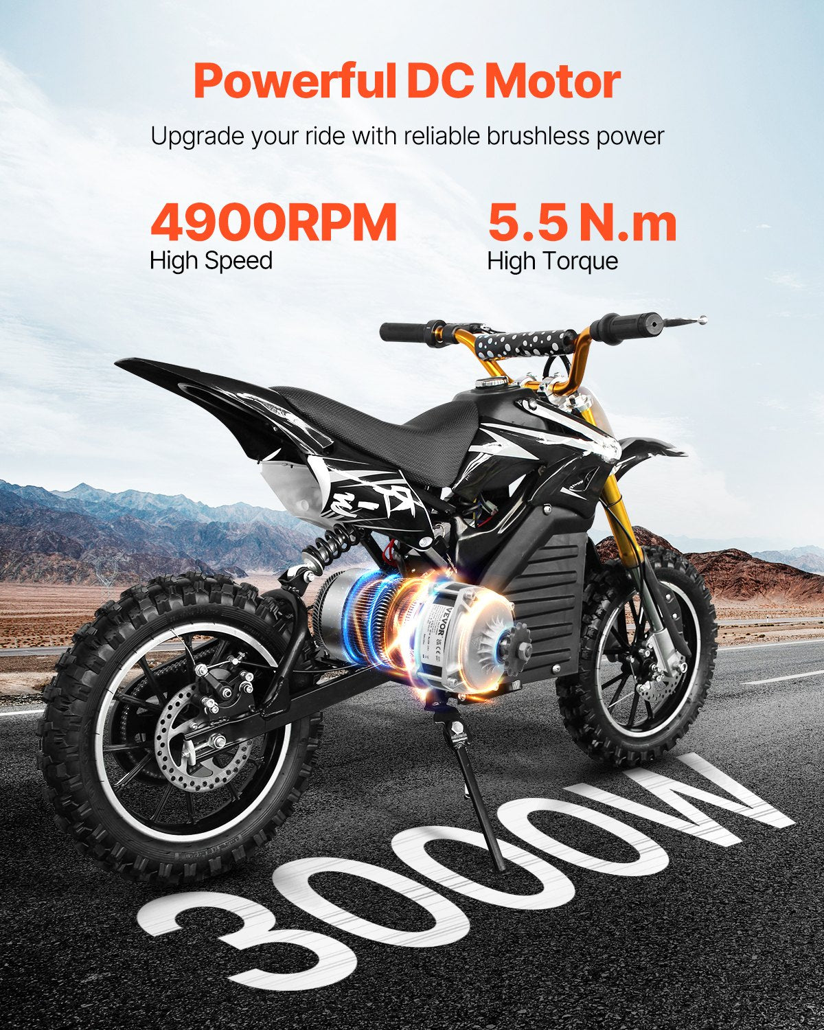 Elektrinis bešepetėlis variklis VEVOR BY1020D, 3000W