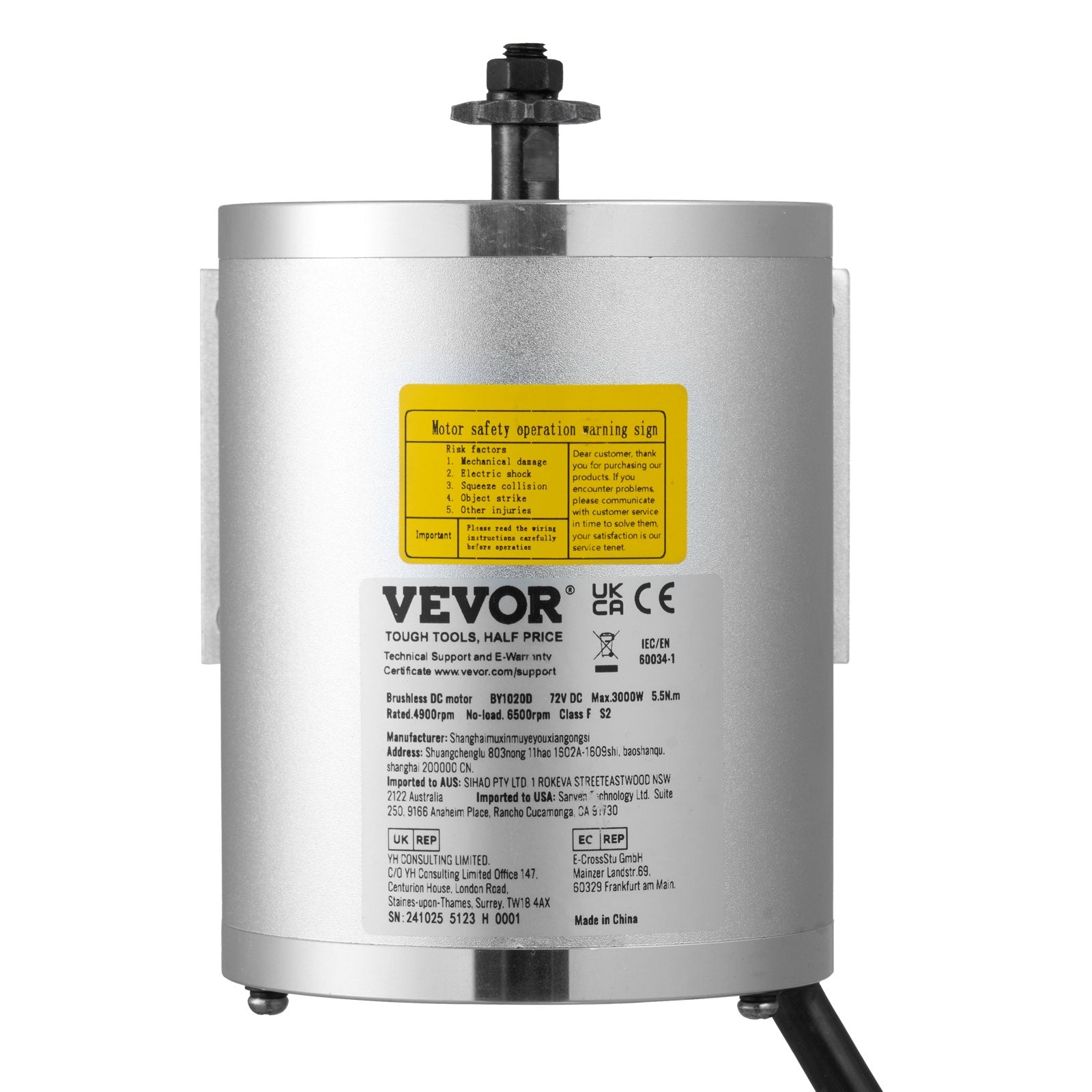 Elektrinis bešepetėlis variklis VEVOR BY1020D, 3000W