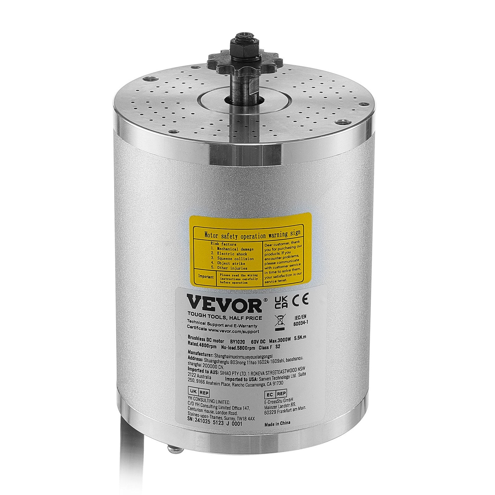 Elektrinis bešepetėlis variklis VEVOR BY1020, 3000W