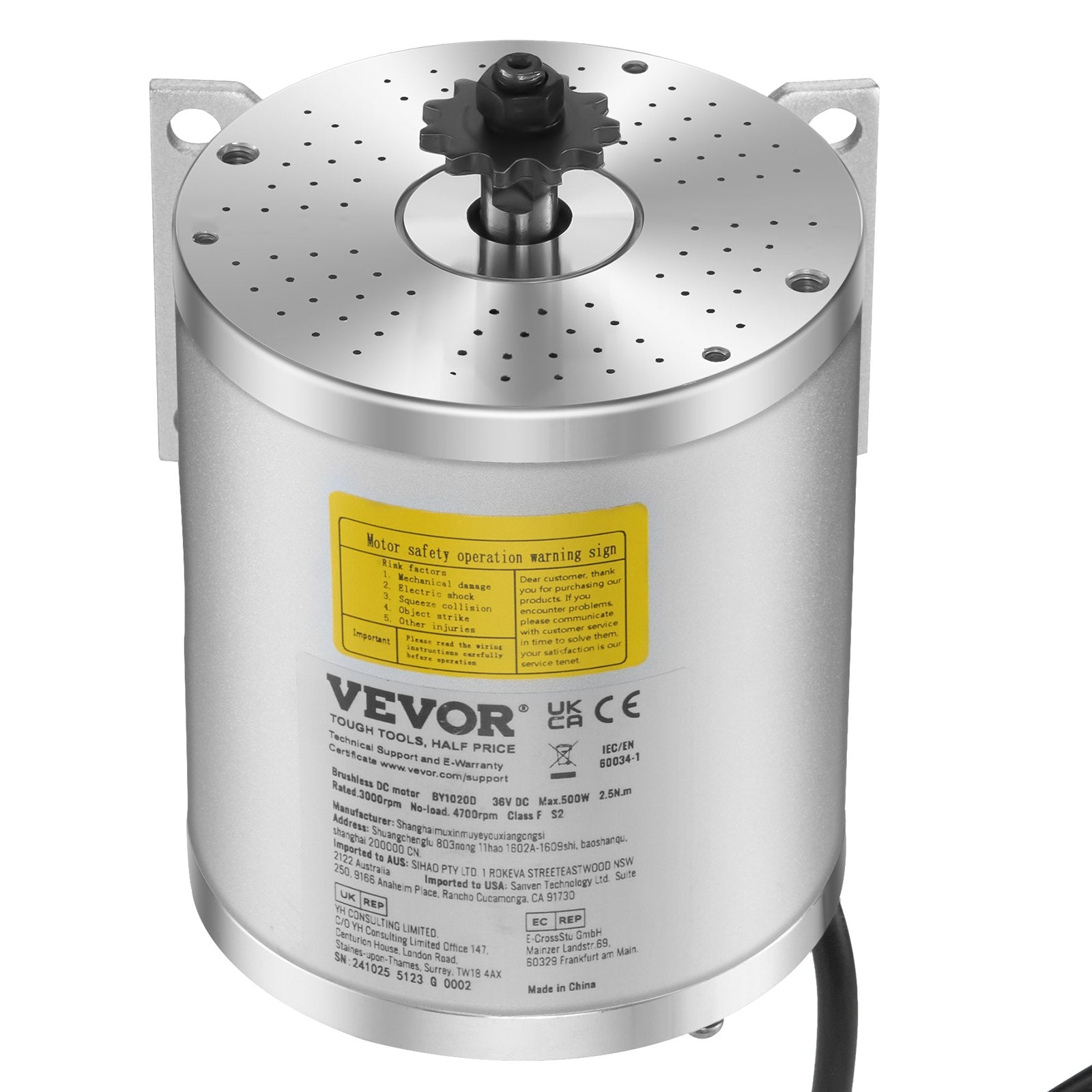 Elektrinio variklio komplektas VEVOR BY1020D, 500W