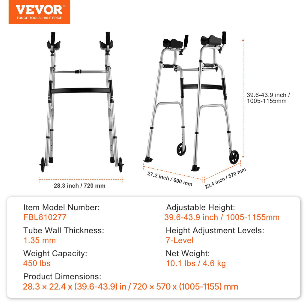 Sulankstoma vaikštynė VEVOR FBL810277, iki 204 kg apkrova