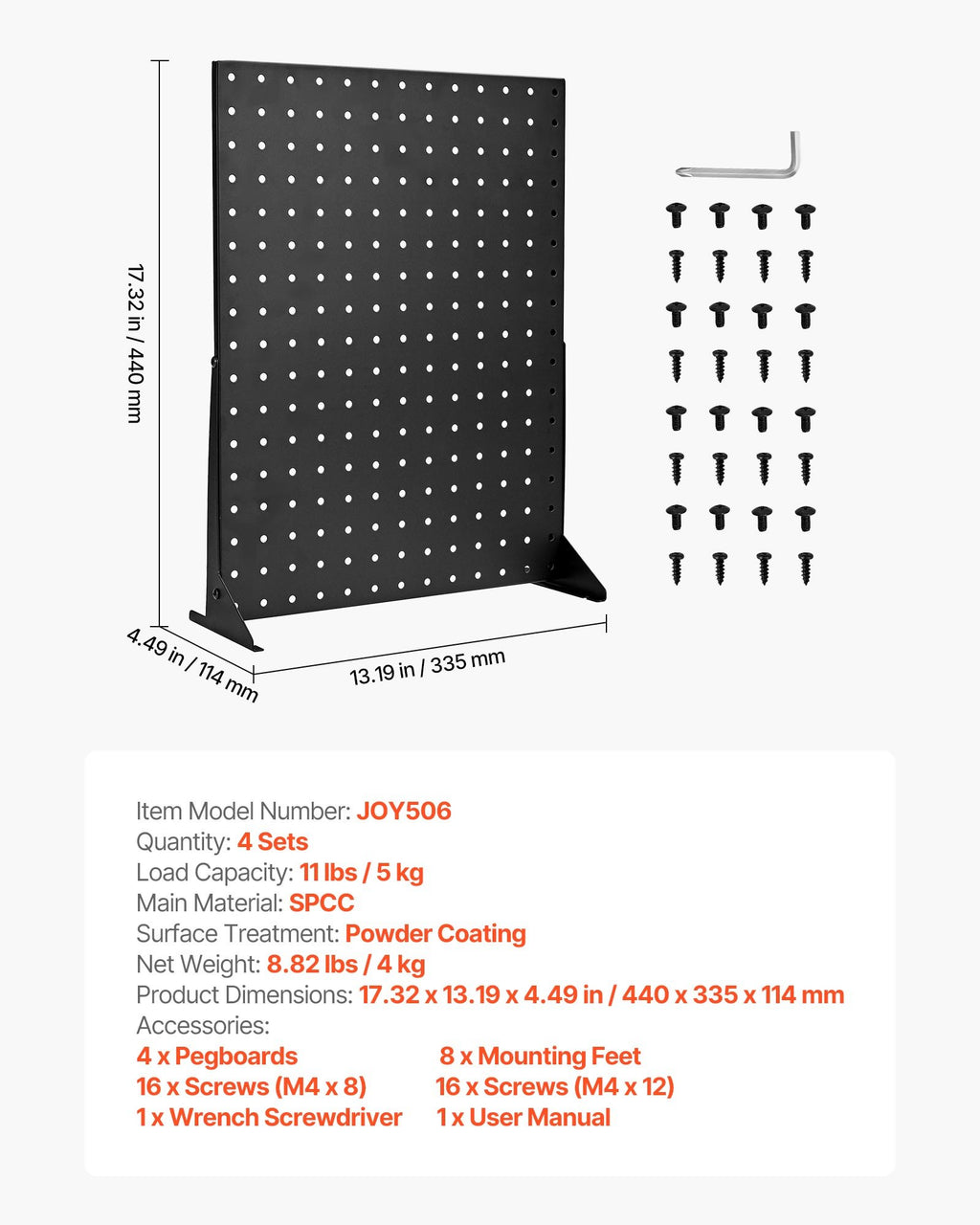 Perforuota stalo sienelė VEVOR JOY506, 43 x 33 cm (4 vnt.)