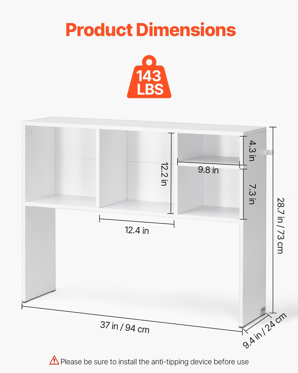 Stalinis lentynų blokas VEVOR KLBS-02, 94 cm ilgio