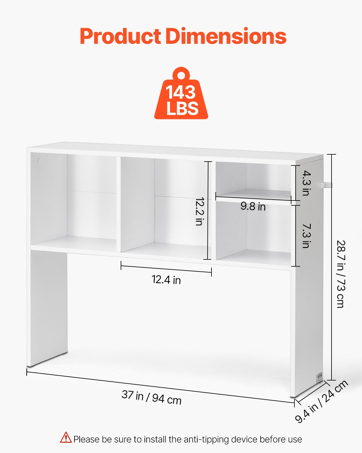 Stalinis lentynų blokas VEVOR KLBS-02, 94 cm ilgio
