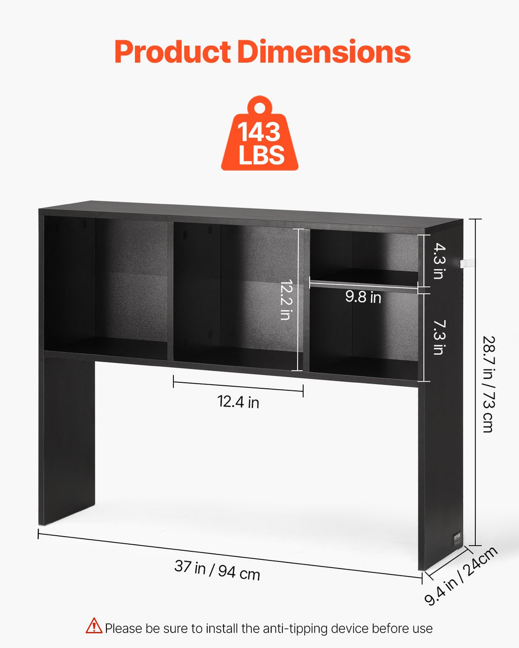 Stalo lentyna VEVOR KLBS-01, 94 x 24 x 73 cm