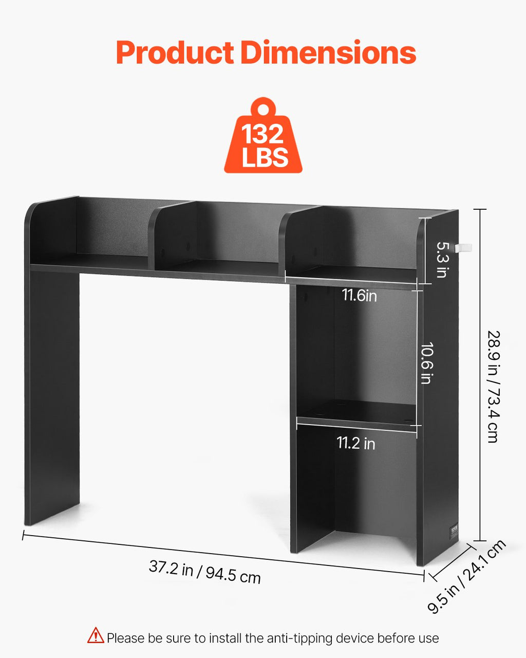Stalo lentyna VEVOR KLBS-04, 94,5 cm pločio