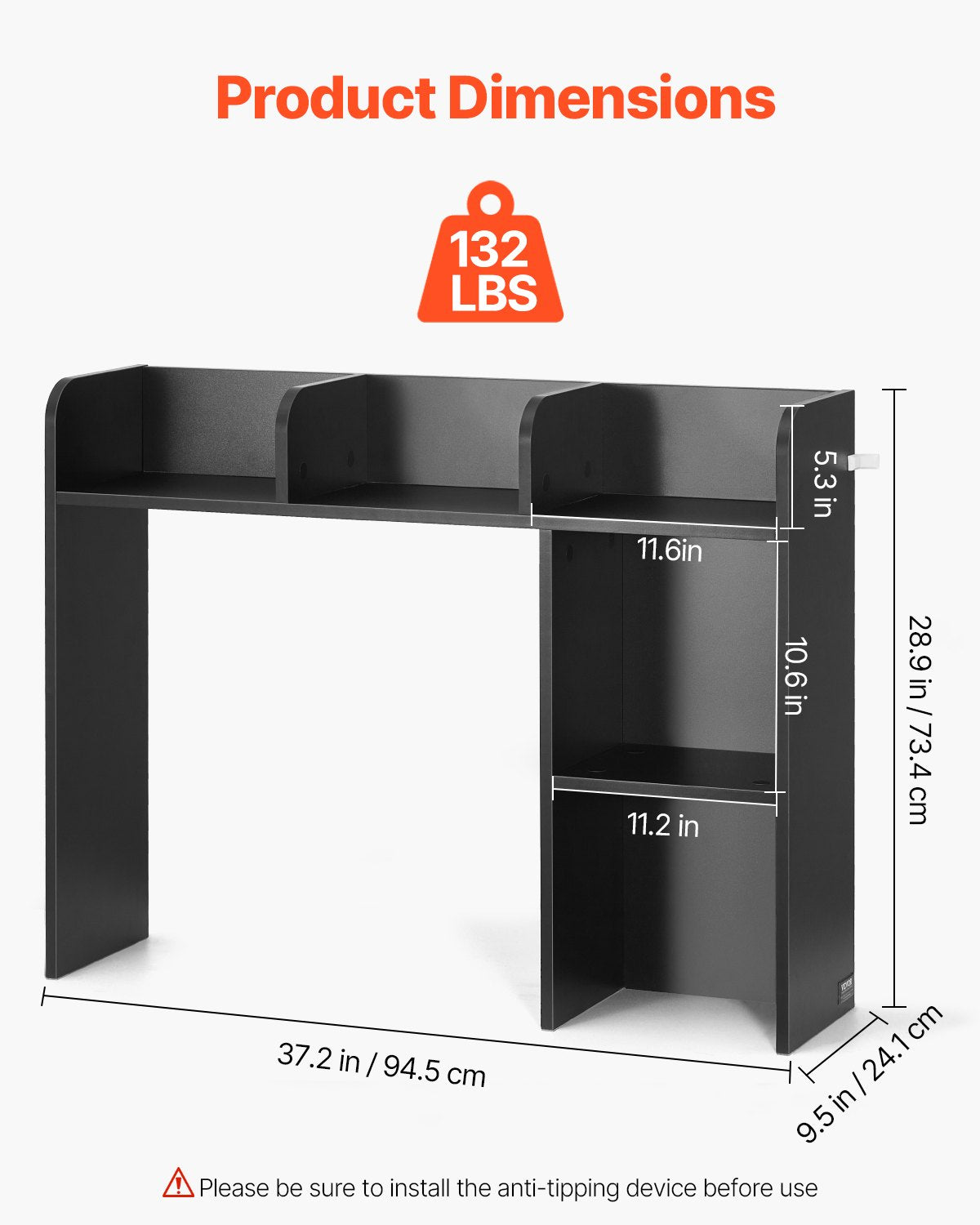 Stalo lentyna VEVOR KLBS-04, 94,5 cm pločio