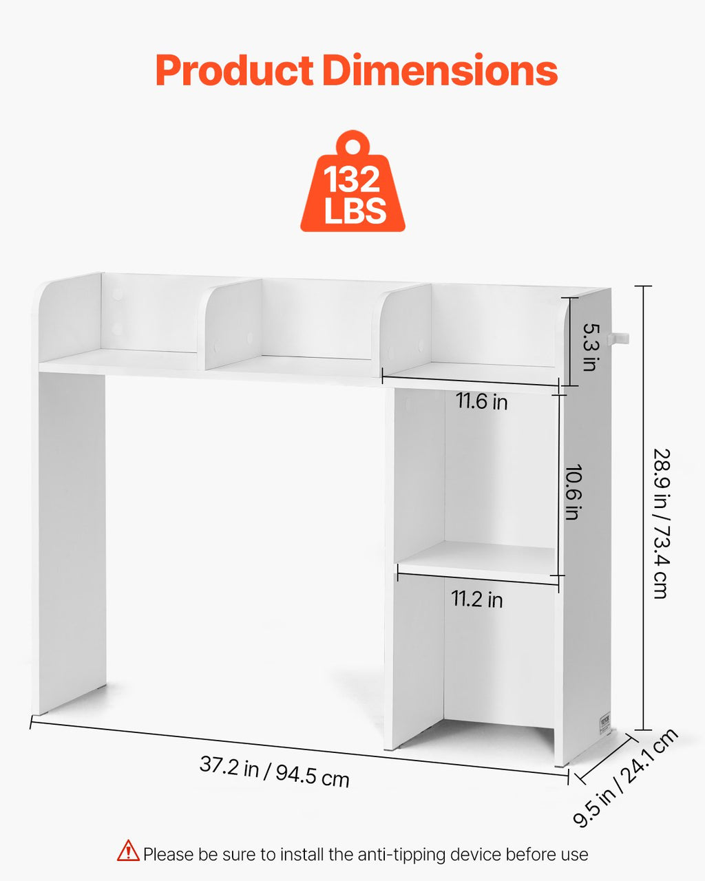 Stalinis lentynų blokas VEVOR KLBS-05, 94,5 x 24,1 x 73,4 cm