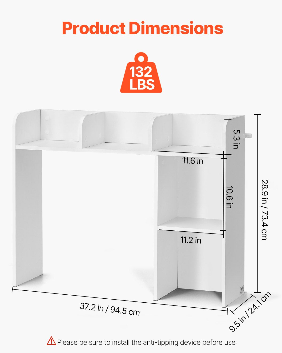 Stalinis lentynų blokas VEVOR KLBS-05, 94,5 x 24,1 x 73,4 cm