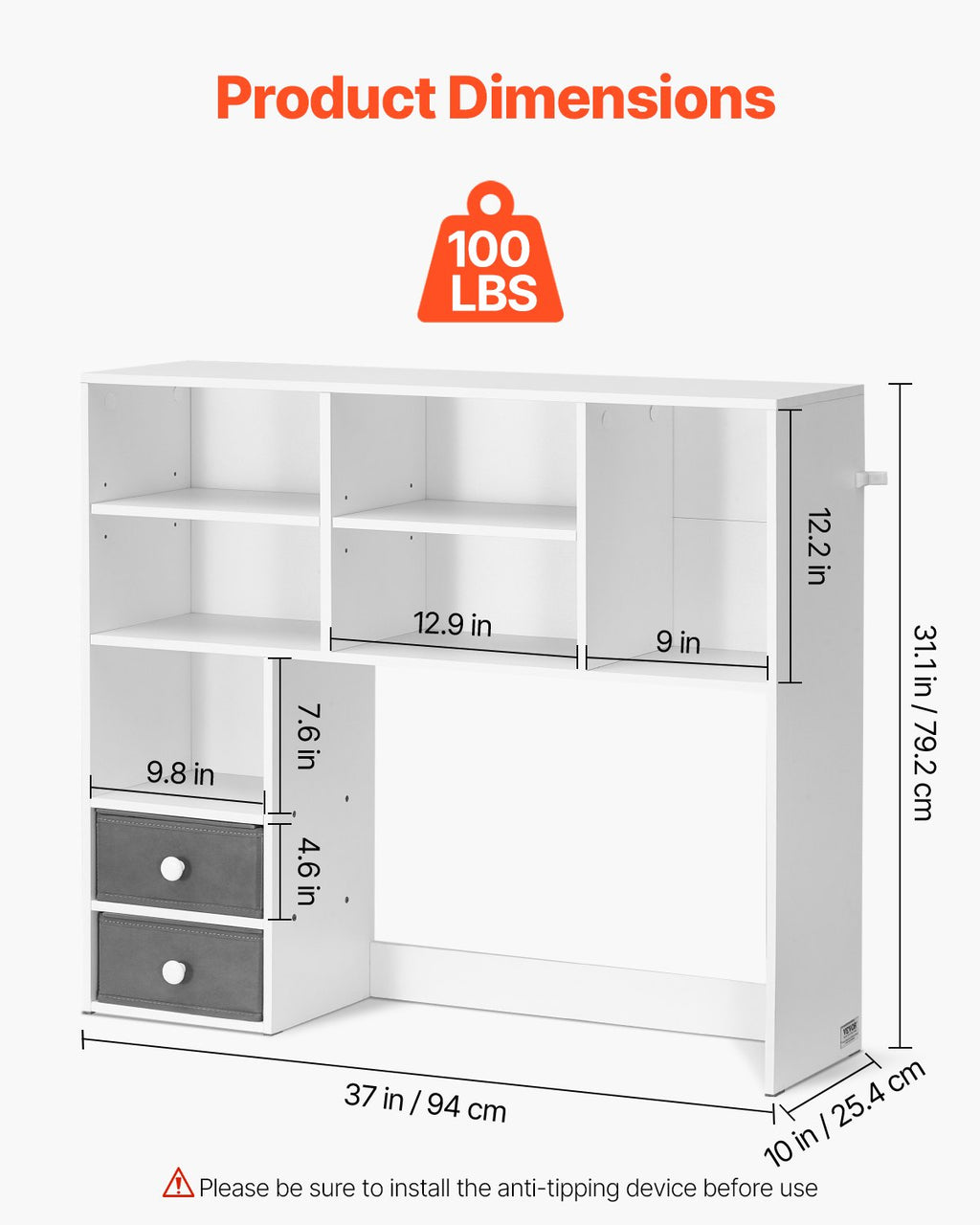 Antstalinis lentynos organizatorius VEVOR KLBS-11, 94 cm pločio