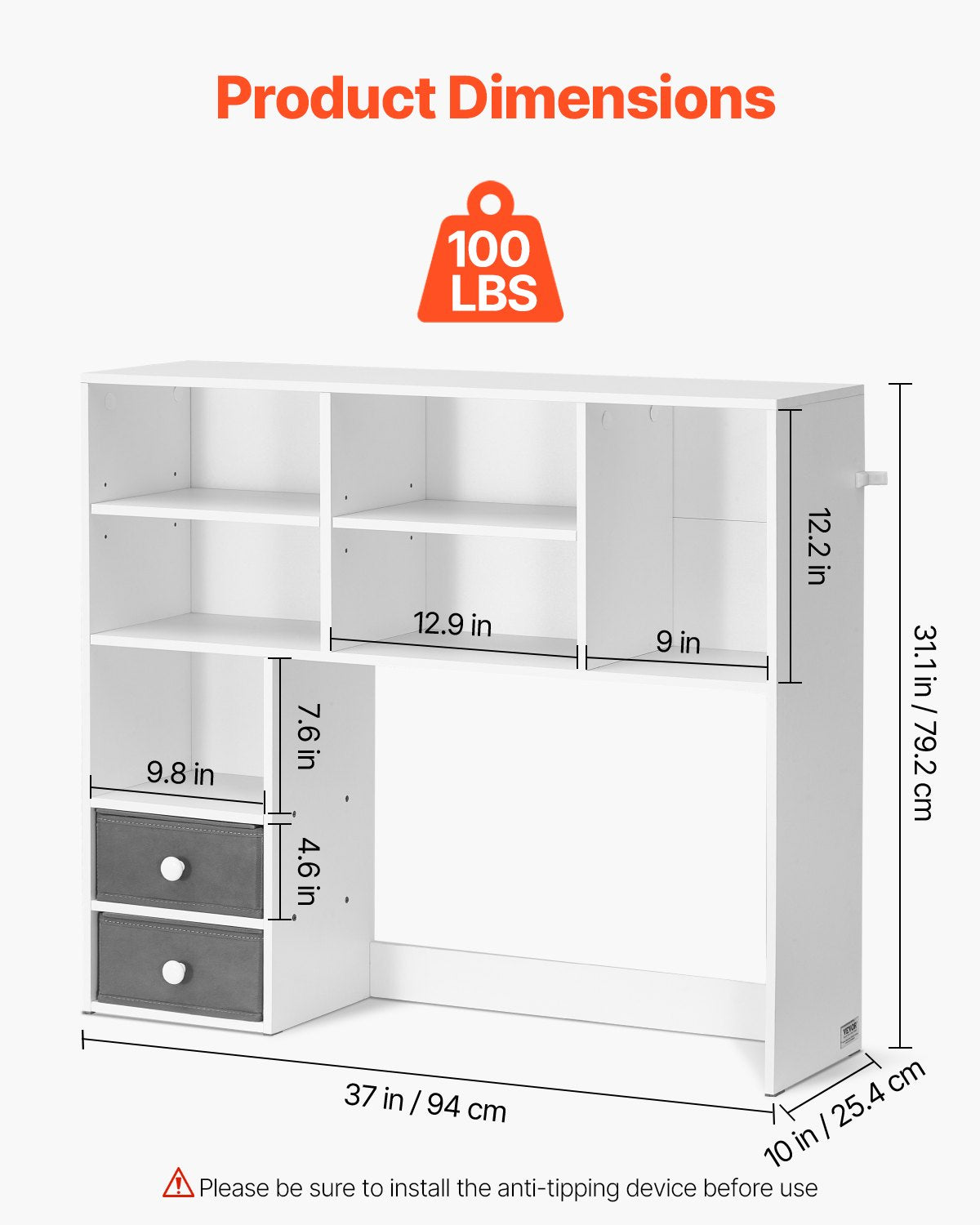Antstalinis lentynos organizatorius VEVOR KLBS-11, 94 cm pločio